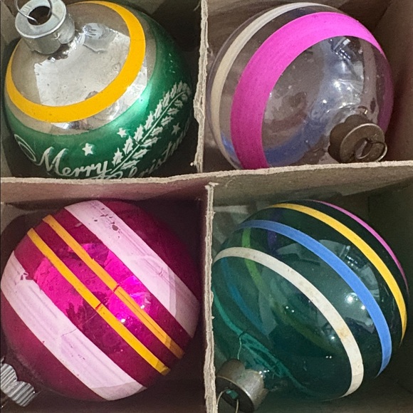 Vintage Glass Christmas Ornaments Mixed Colors Germany Shiny Brite Style - Picture 9 of 16